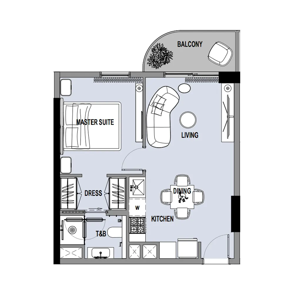 1 bedroom Apartments floor plan at Verso