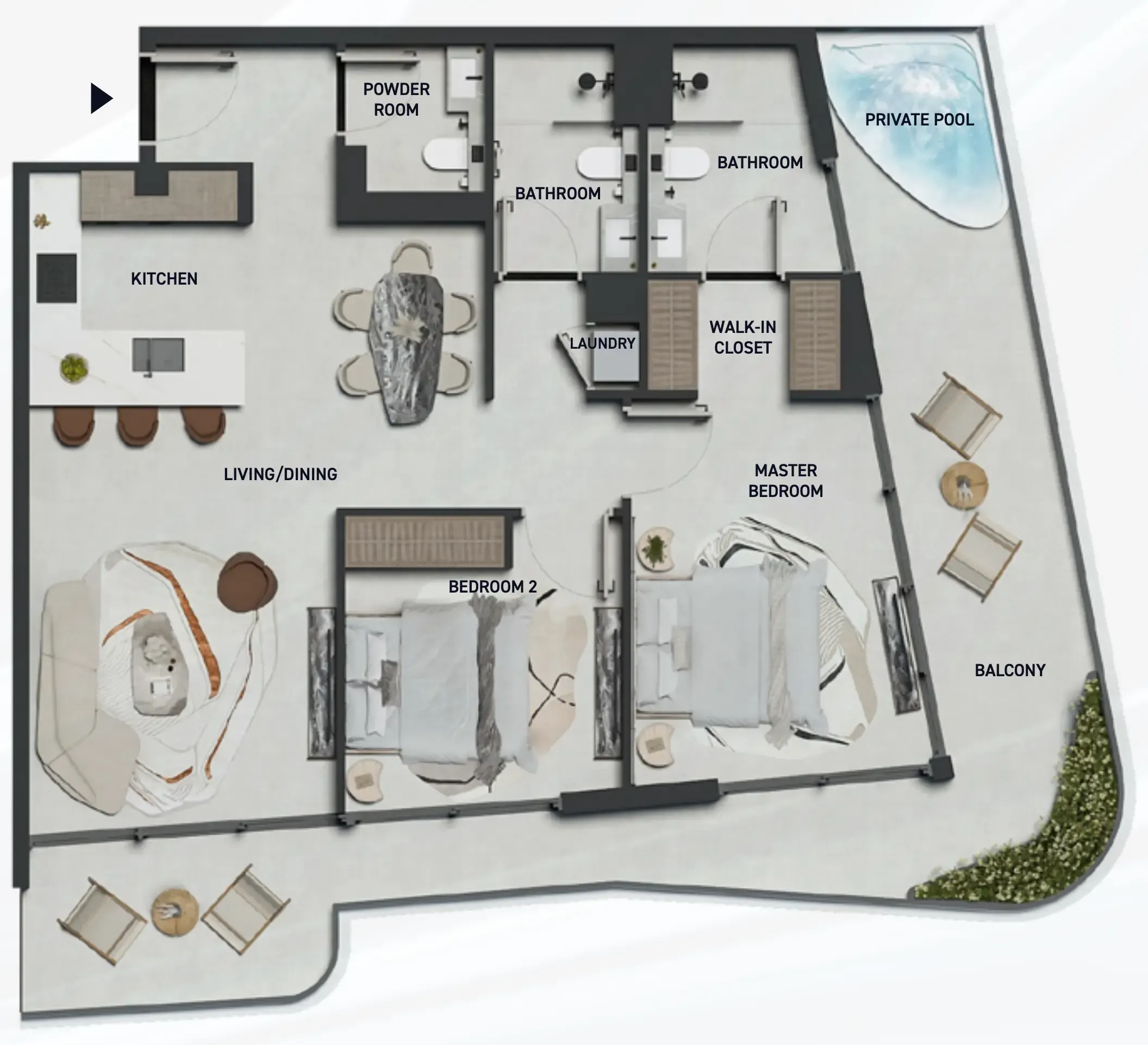 2 bedroom Apartments floor plan at Hadley Heights 2