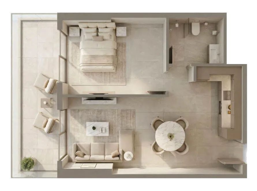 1 bedroom apartments floor plan at Pearl Beach View