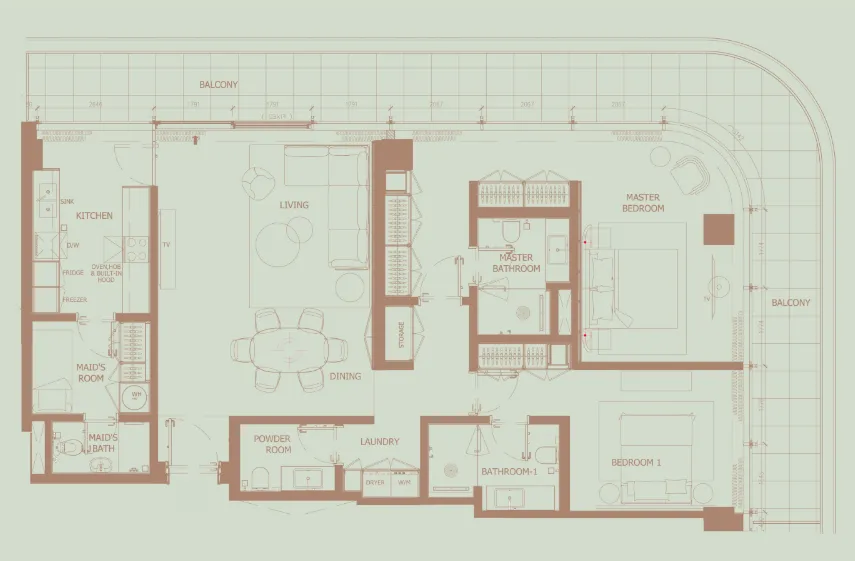 2 bedroom Apartments floor plan at Eden House The Park