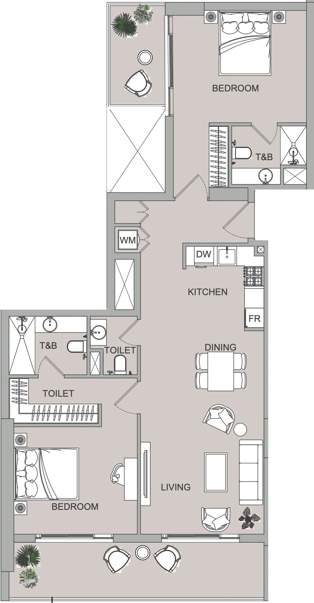 2 bedroom Apartments floor plan at VERDAN1A 2