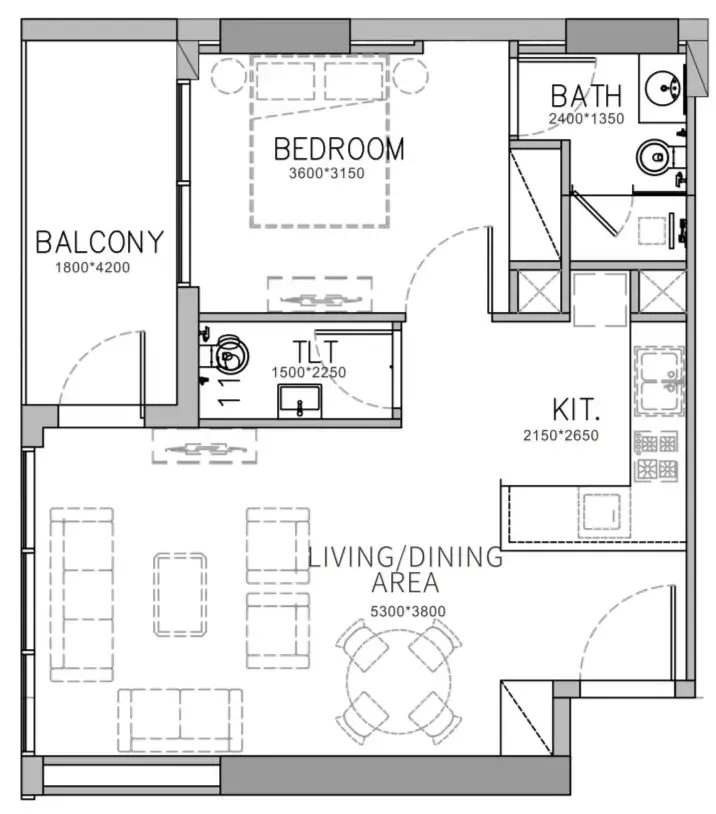 1 bedroom Apartments floor plan at Stamn Yuni