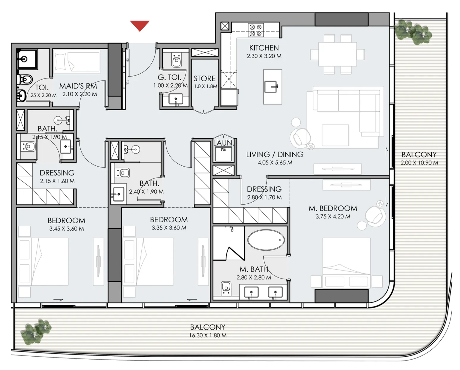 3 bedroom Apartments floor plan at Do Hotels and Residences