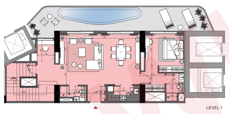 3 bedroom Penthouse floor plan at Azizi Wasel