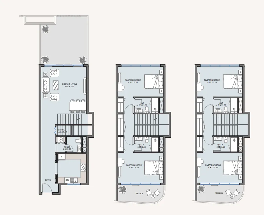 4 bedroom Townhouse floor plan at Baia