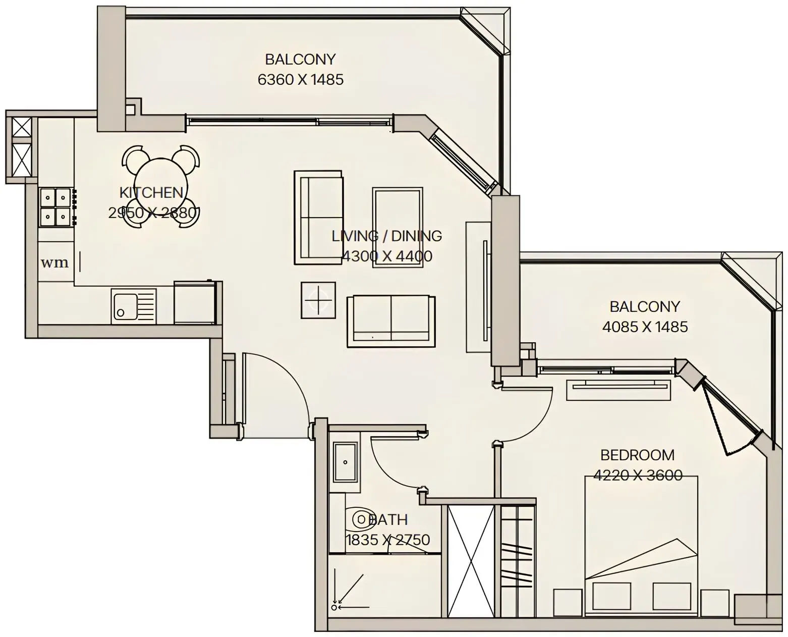 1 bedroom Apartments floor plan at Nirvana Residences 1