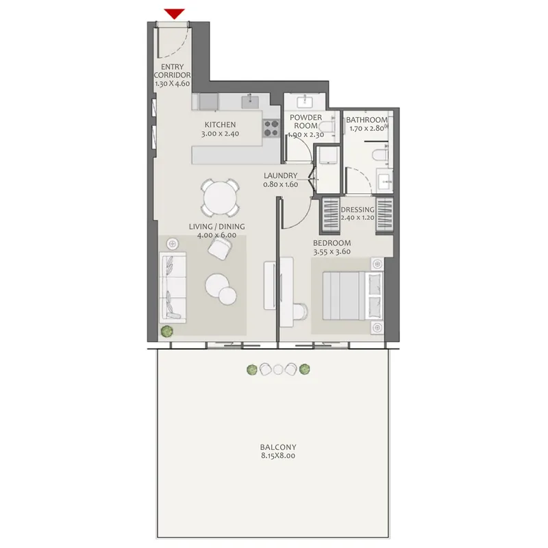 1 bedroom Apartments floor plan at Avenue Park Towers 2 at Wasl 1