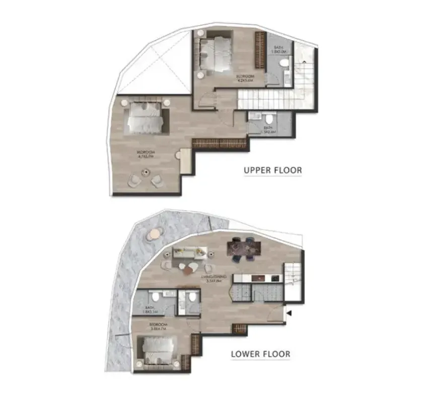 3 bedroom Duplex floor plan at The Beach House