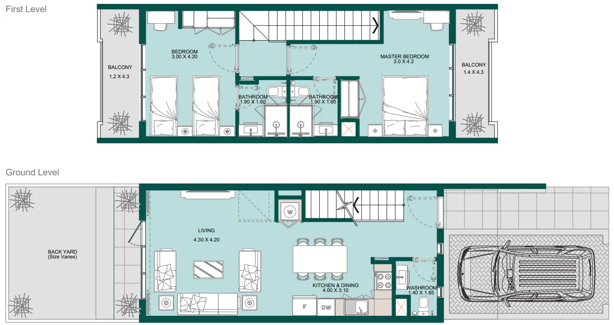 2 bedroom Townhouse floor plan at Reportage Village