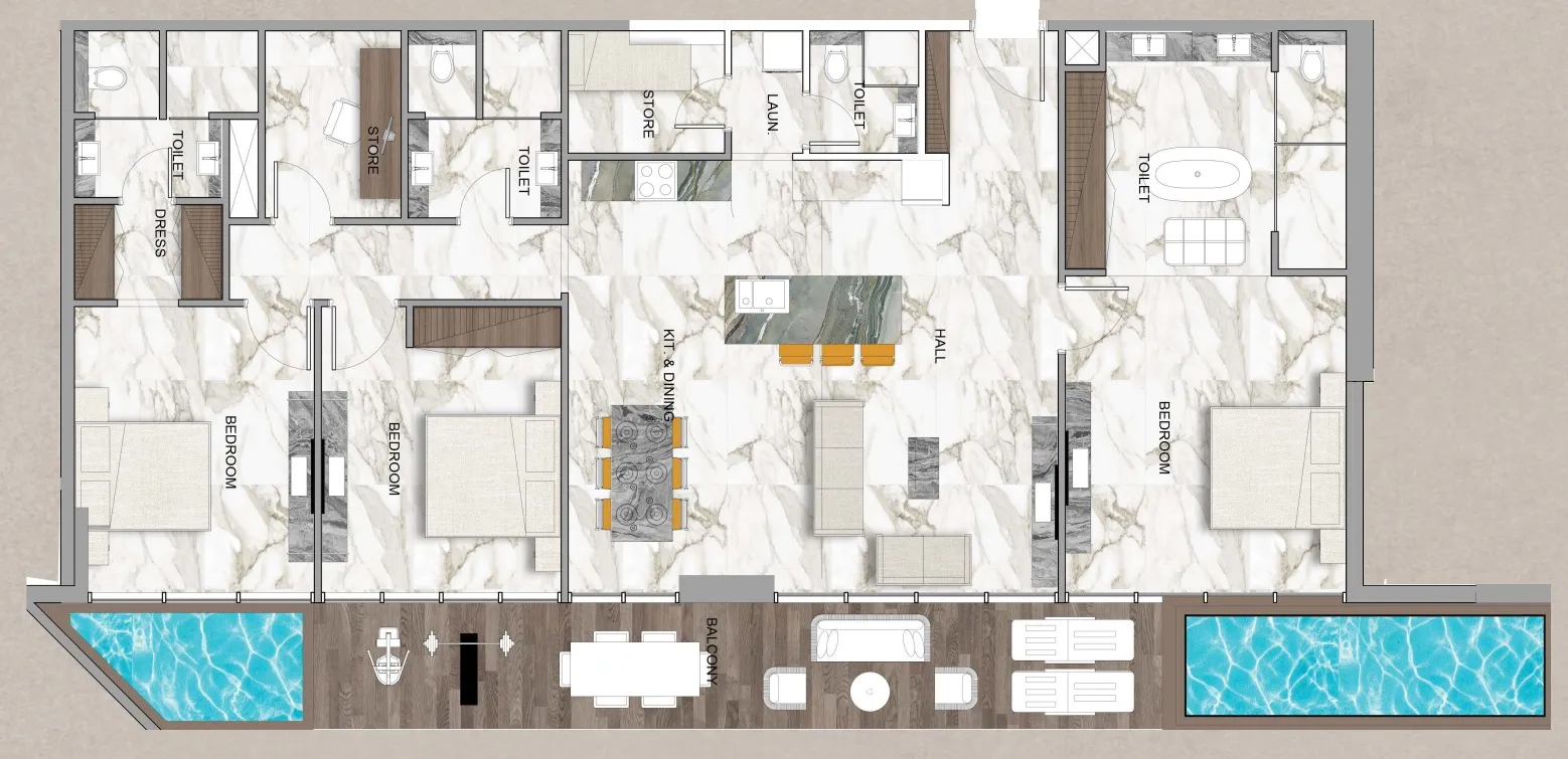 3 bedroom Apartments floor plan at Sky Vista