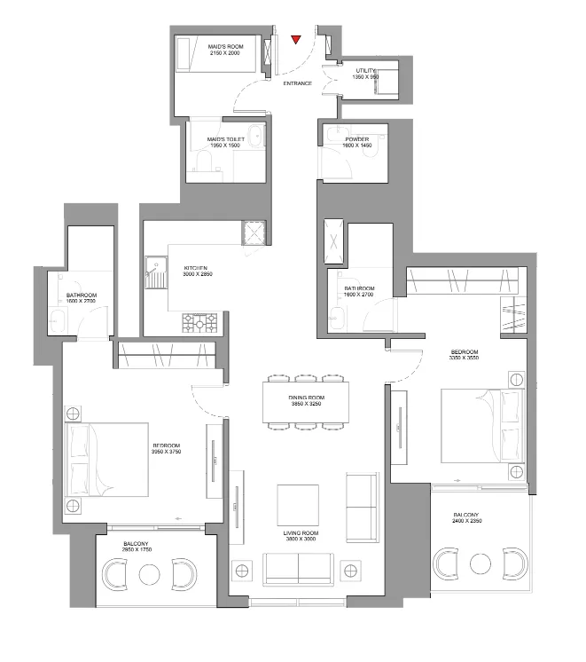 2 bedroom Apartments floor plan at Skyscape