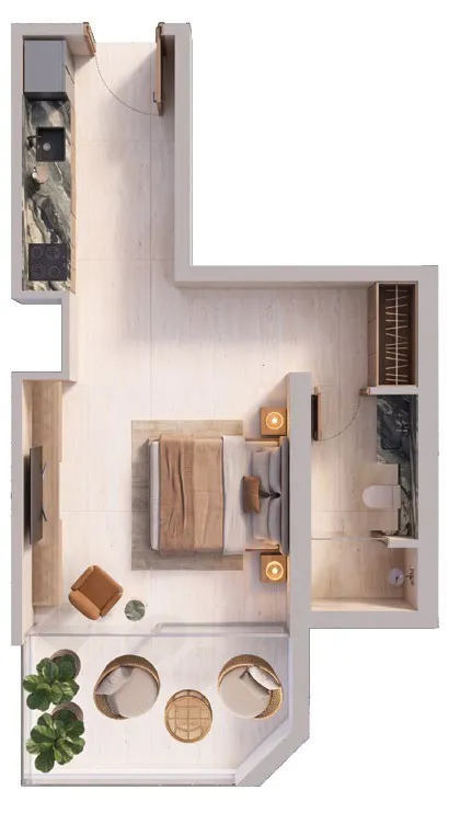 0 bedroom Apartments floor plan at Binghatti Spectre
