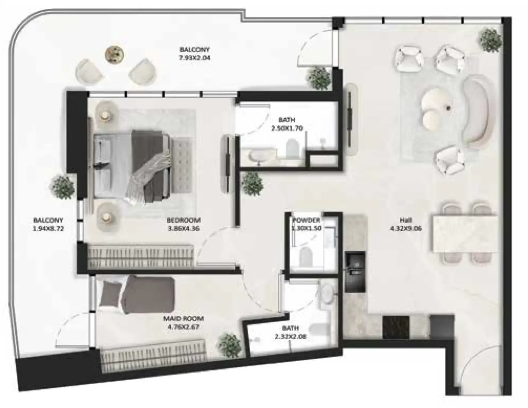 1.5 bedroom Apartments floor plan at SquareX One