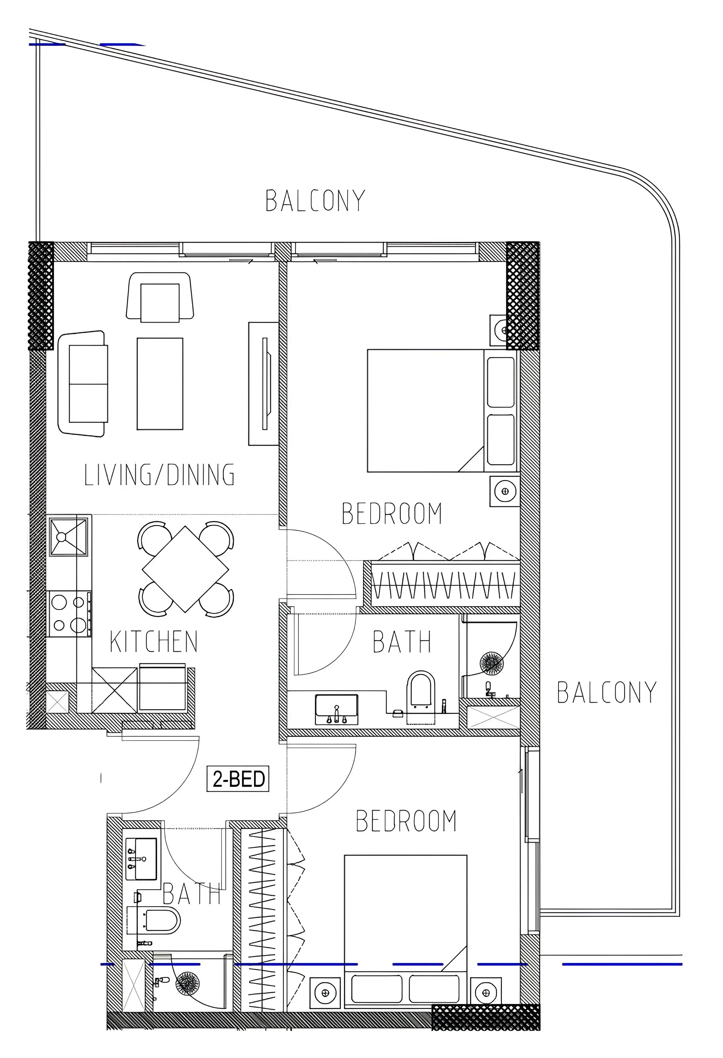 2 bedroom Apartments floor plan at Elo 2 and 3 Damac