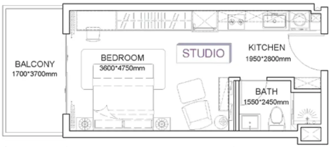0 bedroom Apartments floor plan at Listone Residence