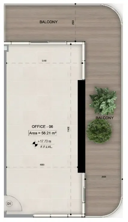 bedroom Office floor plan at Sky Line by Peace Homes