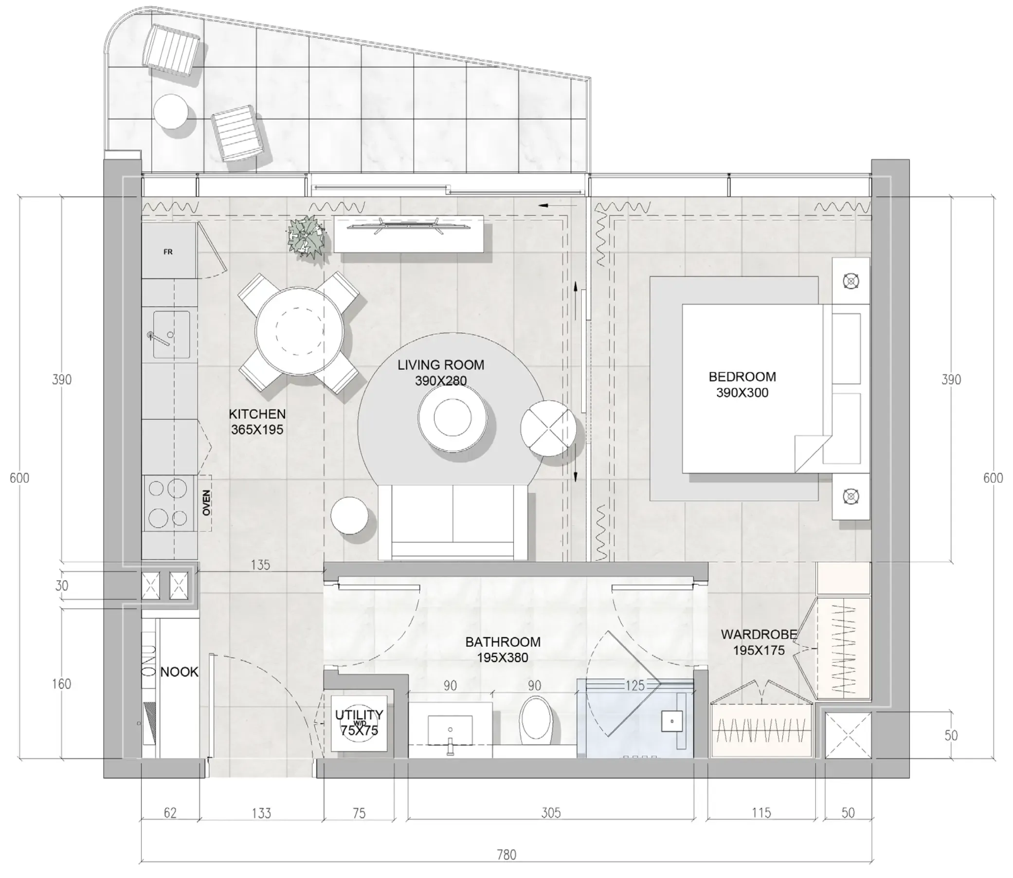 1 bedroom Apartments floor plan at Solera Downtown Mina