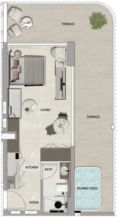 1 bedroom Apartments floor plan at South Lofts
