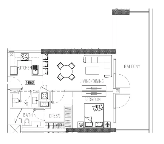 1 bedroom Apartments floor plan at Damac Riverside Views