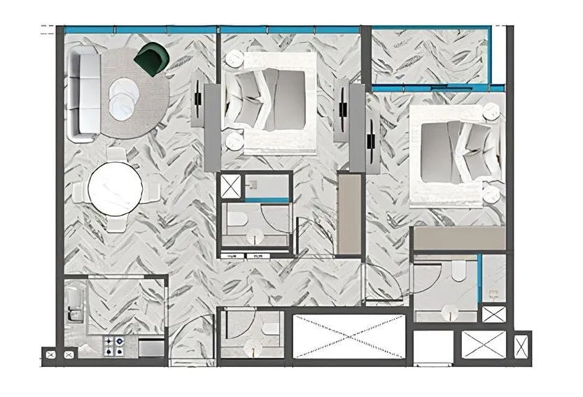2 bedroom Apartments floor plan at Red Square