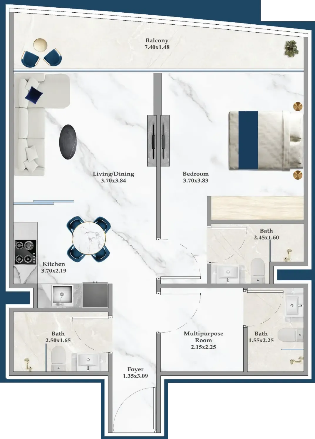 1 bedroom Apartments floor plan at Serenz