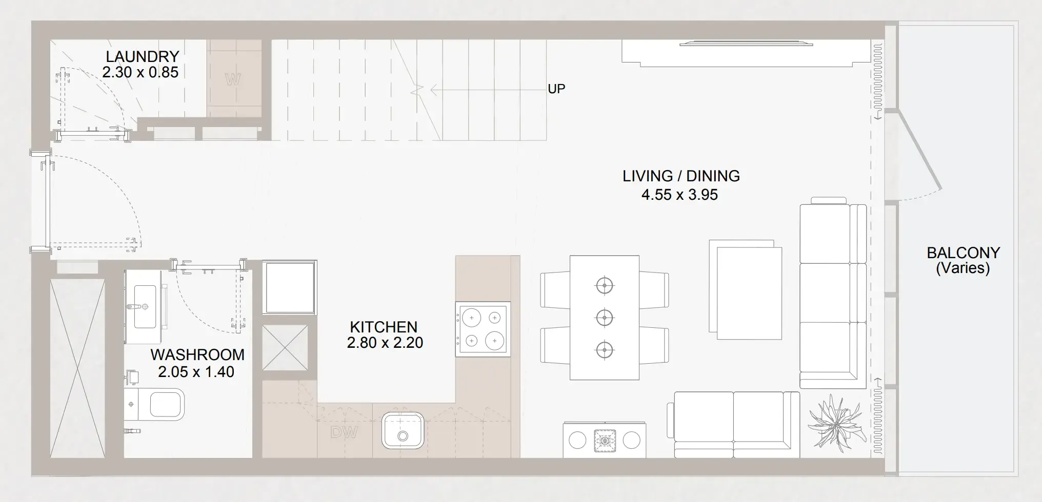 2 bedroom Townhouse floor plan at Perla 1 at the Bay