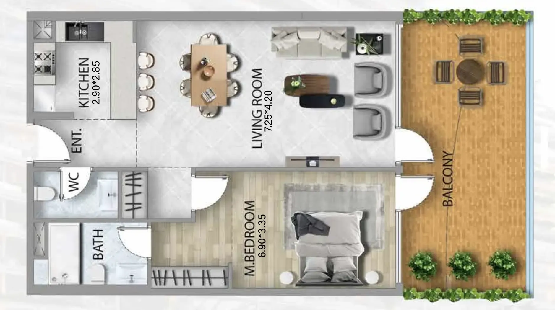 1 bedroom Apartments floor plan at 311 Boulevard