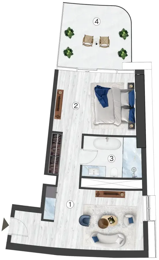 0 bedroom Apartments floor plan at Radisson Blu Hotel & Residences