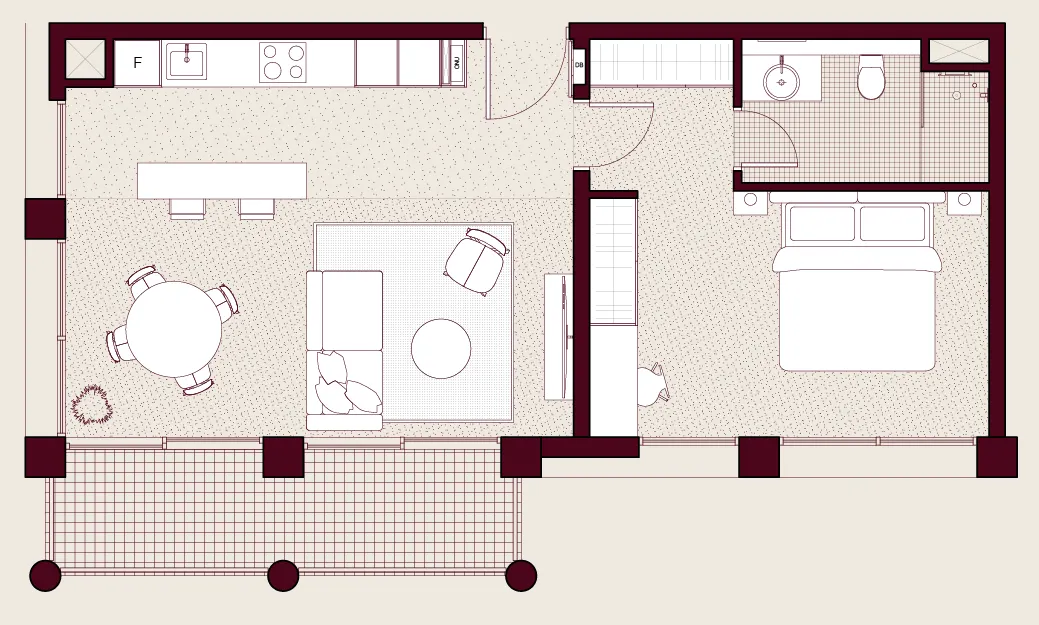 1 bedroom Apartments floor plan at Enta Residences