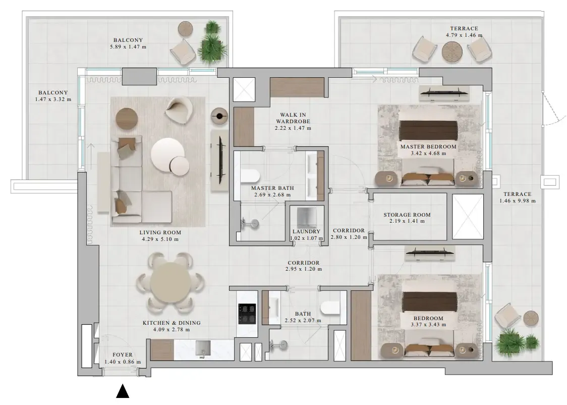2 bedroom Apartments floor plan at Rosehill