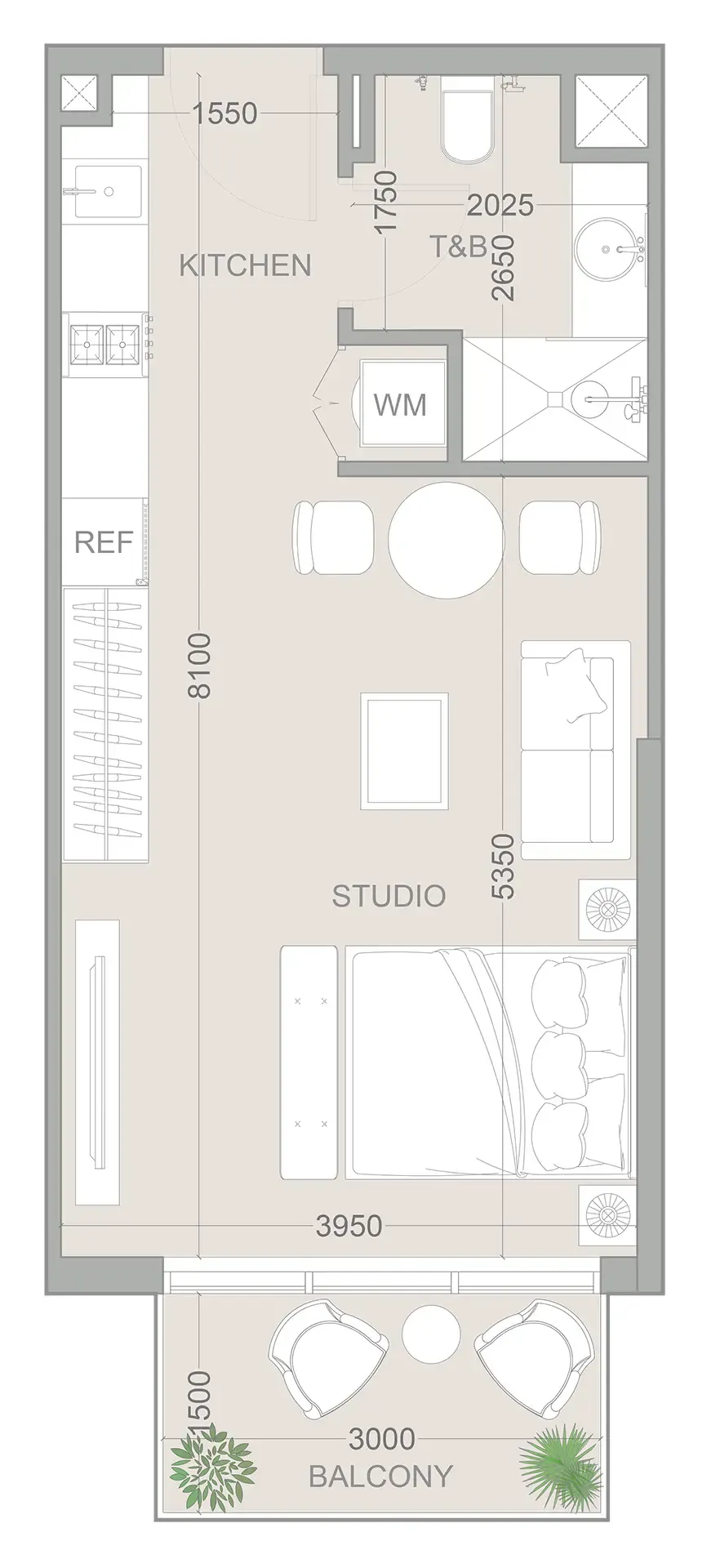0 bedroom Apartments floor plan at 1WOOD Residence 2