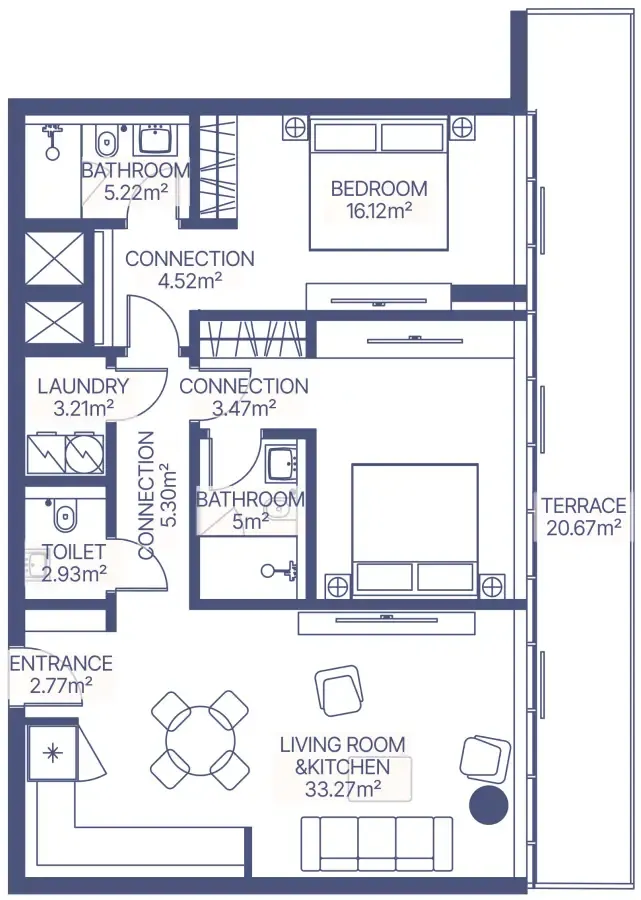 2 bedroom Apartments floor plan at Gianfranco Ferre Residences