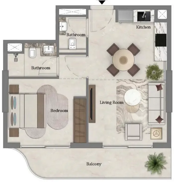 1 bedroom Apartments floor plan at Mirari Lagoon by Zoya