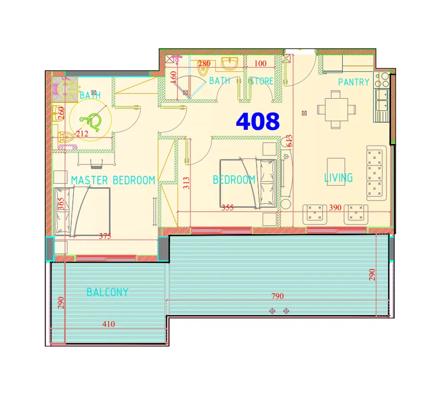 2 bedroom Apartments floor plan at Carmel Residence