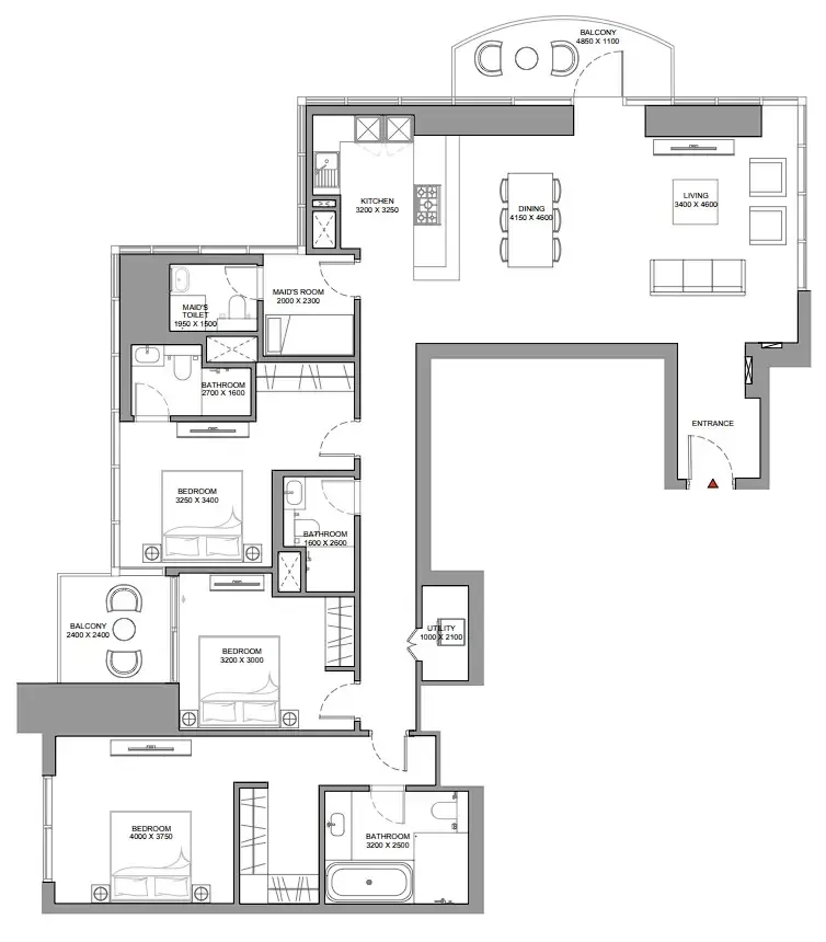 3 bedroom Apartments floor plan at Skyscape
