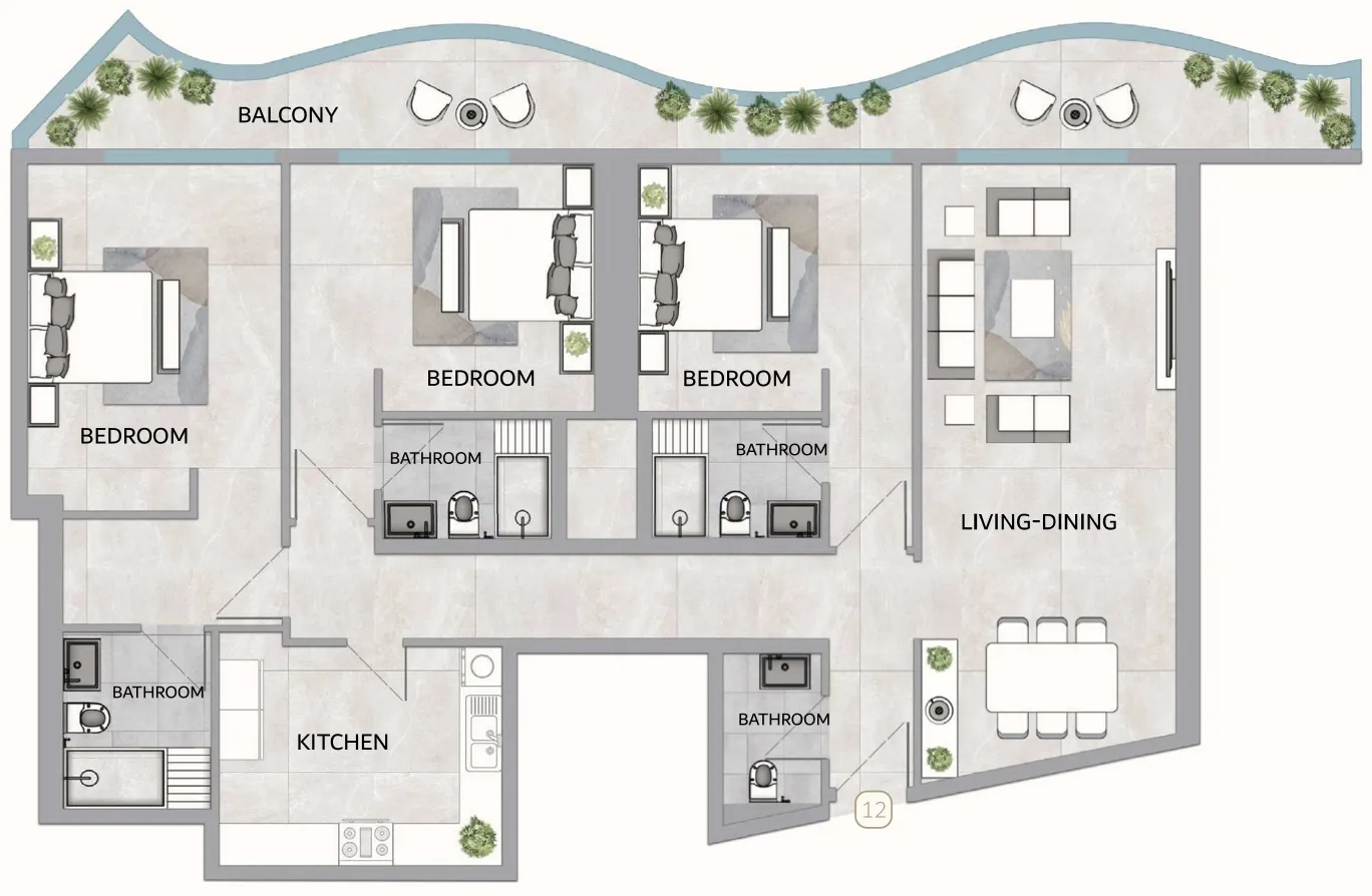 3 bedroom Apartments floor plan at One 678 Residences