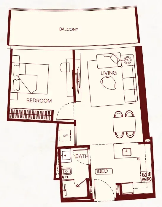 1 bedroom Apartments floor plan at Binghatti Skyflame