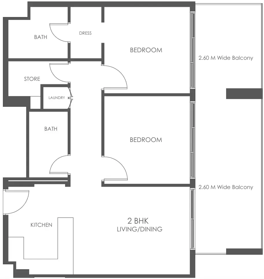 2 bedroom Apartments floor plan at Al Haseen Residences 5
