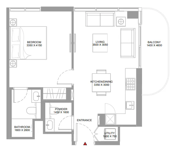 1 bedroom Apartments floor plan at Pristine Beach Residences
