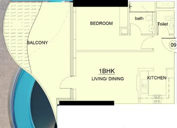 1 bedroom Apartments floor plan at Volga Tower