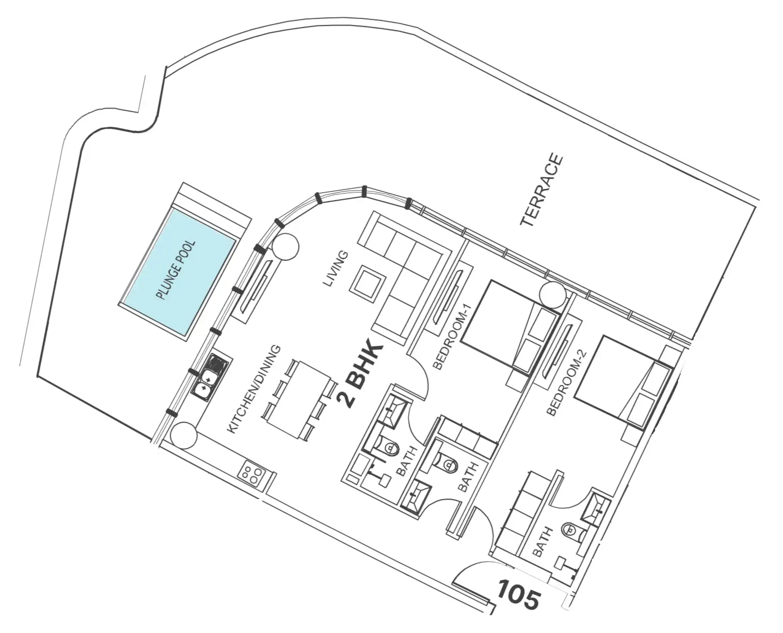 2 bedroom Apartments floor plan at Villa Del Garda