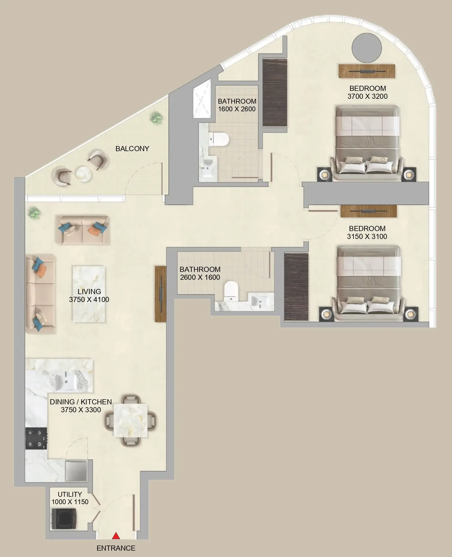 2 bedroom Apartments floor plan at Skyvue Altier