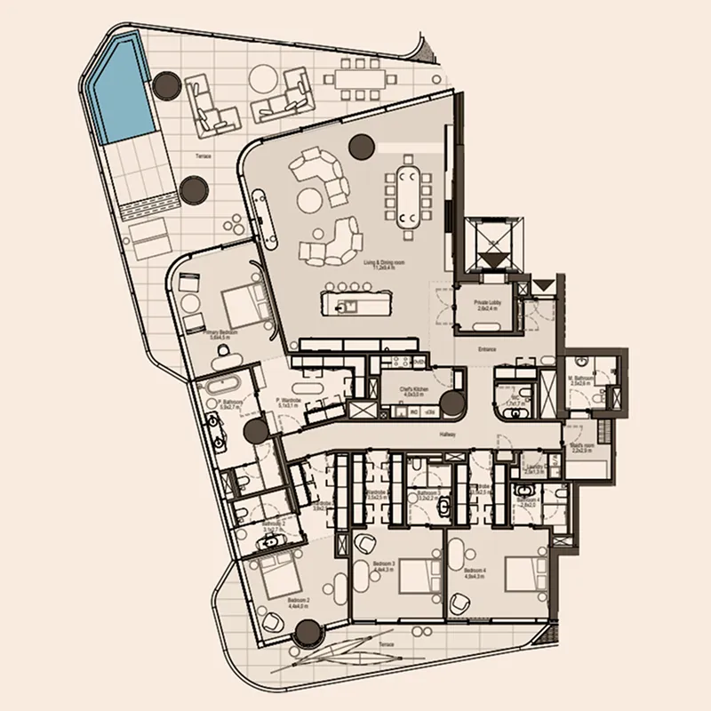 4 bedroom Apartments floor plan at Eywa Way of Water