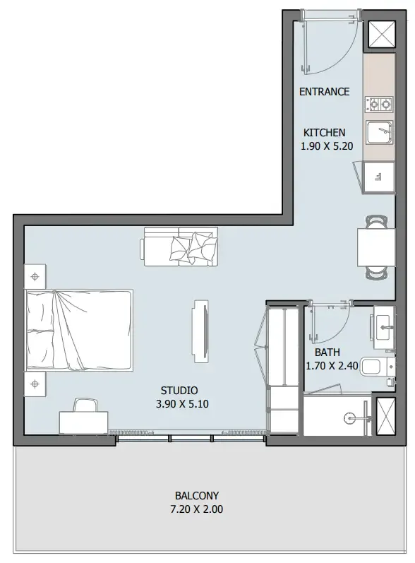 1 bedroom Apartments floor plan at Oceana