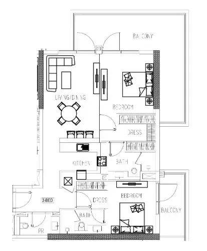 2 bedroom Apartments floor plan at Damac Riverside Views