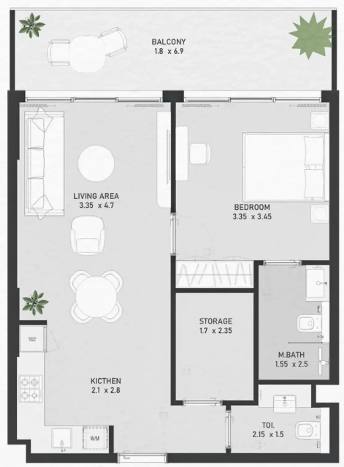 1 bedroom Apartments floor plan at Ayami Residence