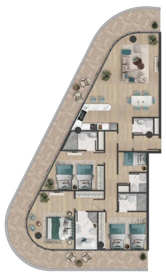 3 bedroom Apartments floor plan at Pelagia