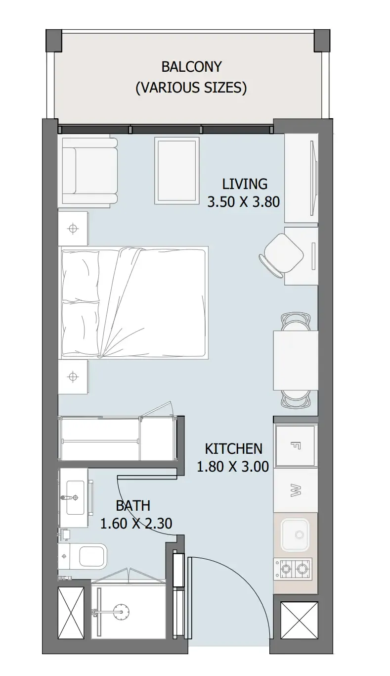 0 bedroom Apartments floor plan at Verdana III