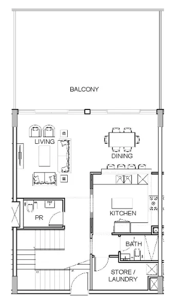 2 bedroom Apartments floor plan at Golf Greens