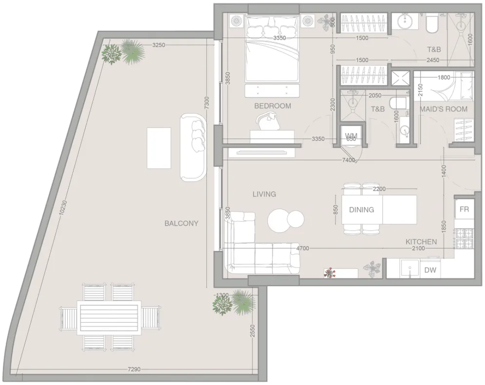 1.5 bedroom Apartments floor plan at ESSENL1FE Residence